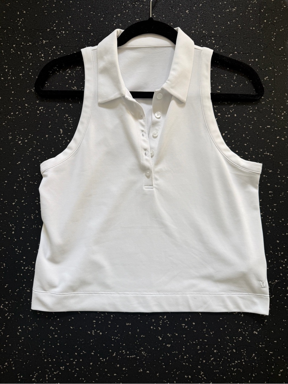 Vuori White Sleeveless Polo Tank Top, medium